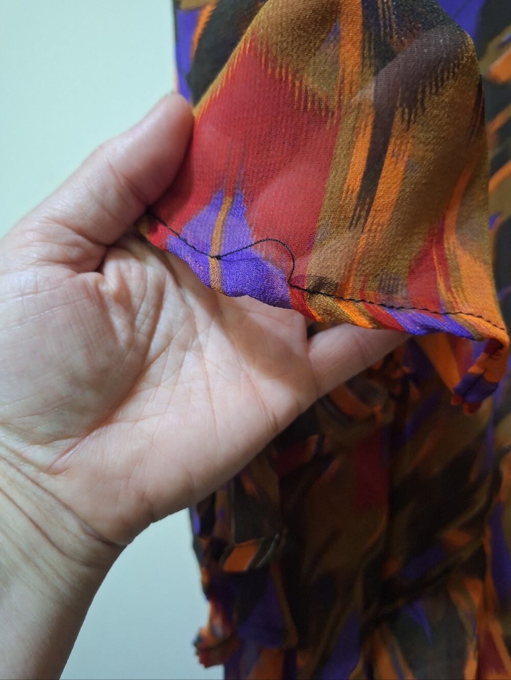 Vintage BAWA Canada Rayon Abstract Print Handkerchief Hem Maxi Dress 1X - Picture 9 of 12